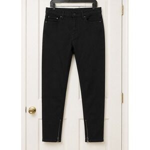 MNML Men's Black Slim Fit Jeans Cotton Denim Ankle Zip 5-Pocket